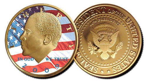 BARACK OBAMA JFK 24 KARAT GOLD CLAD PROOF COIN