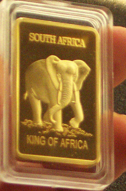 SOUTH AFRICA 1oz "ELEPHANT" KRUGERRAND .999 24k PURE GOLD LAYERED BAR
