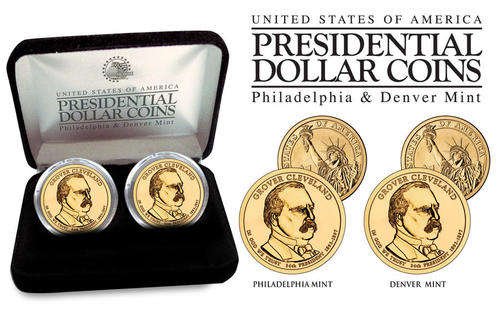 GROVER CLEVELAND 2nd Presidential $1 Dollar 2-Coin US Mint Set w/BOX *P&D MINT*