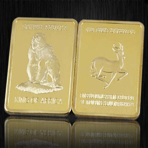1 oz 24K GOLD PLATED GORILLA KING OF SOUTH AFRICA KRUGERRAND BAR 100 MILLS