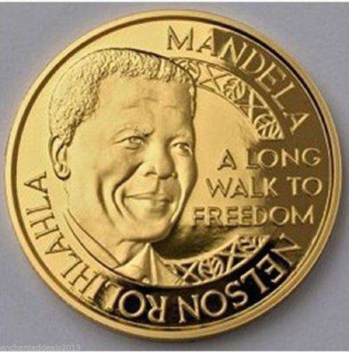 **10 ON AUCTION**Nelson Rolihlahla Mandela Long Walk To Freedom Gold Plated Round Coin