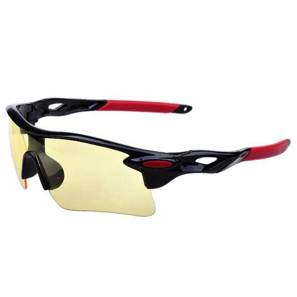 Night Driving Yellow Lens Sunglasses - Black Frame/Red Ear
