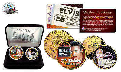 ELVIS PRESLEY 75th 24K Layered Gold U.S. Legal Tender 2-Coin Set *Officially Licensed*