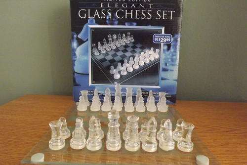 Glass Chess Set- As New!