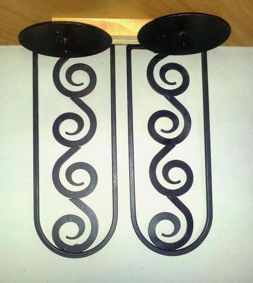 PAIR OF IRON, WALL MOUNTABLE CANDLE HOLDERS