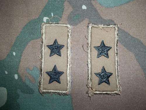 SA Army Lieutenant Rank Insignia Embroided Collar Badges Well Used