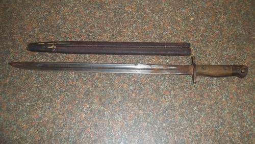 1907 SAP Bayonet With Leather Scabbard