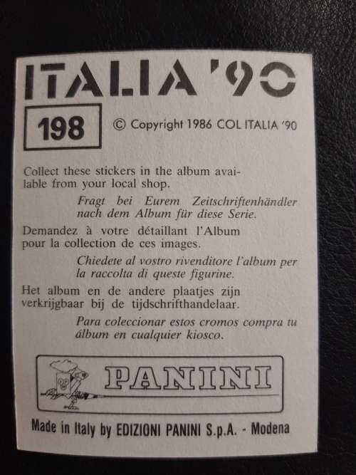 Panini Italia `90 World Cup Sticker #198 - Aldair