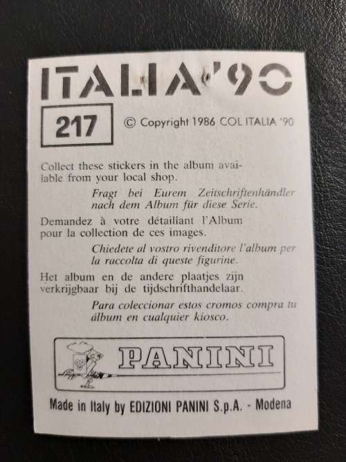 Panini Italia `90 World Cup Sticker #217 - Gary Gillespie