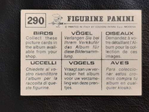 Figurine Panini Birds Sticker #290 (1979)