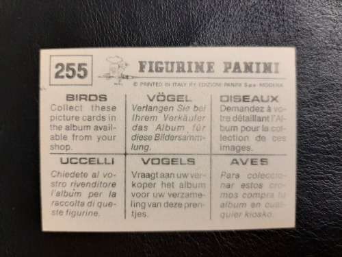 Figurine Panini Birds Sticker #255 (1979)