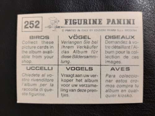 Figurine Panini Birds Sticker #252 (1979)