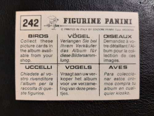 Figurine Panini Birds Sticker #242 (1979)