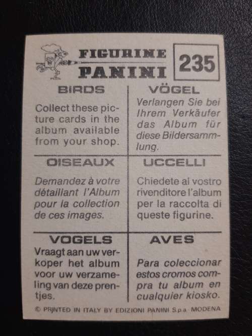 Figurine Panini Birds Sticker #235 (1979)