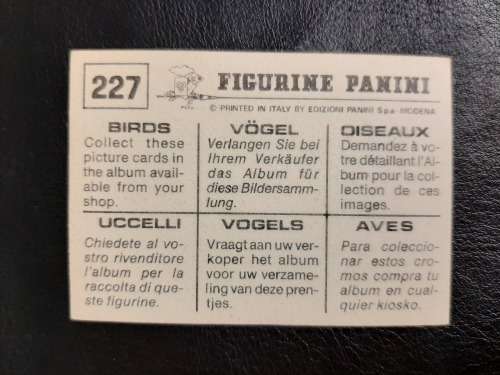 Figurine Panini Birds Sticker #227 (1979)