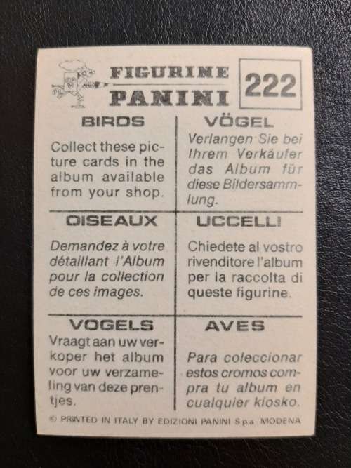 Figurine Panini Birds Sticker #222 (1979)