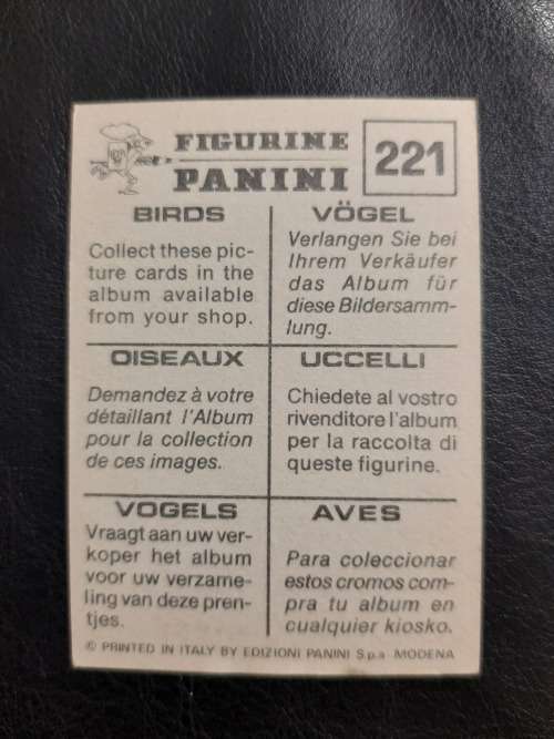Figurine Panini Birds Sticker #221 (1979)