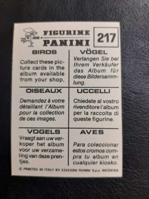 Figurine Panini Birds Sticker #217 (1979)