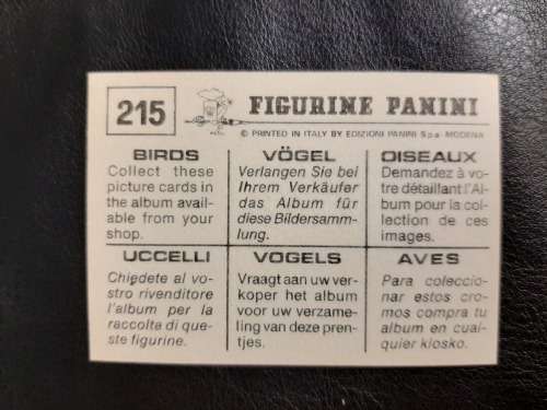 Figurine Panini Birds Sticker #215 (1979)