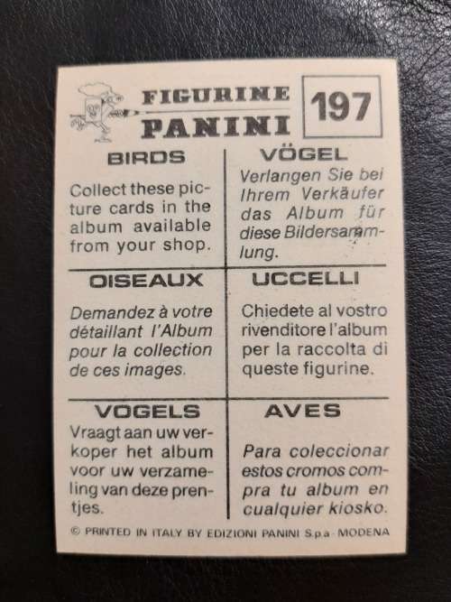 Figurine Panini Birds Sticker #197 (1979)