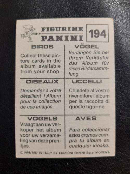 Figurine Panini Birds Sticker #194 (1979)