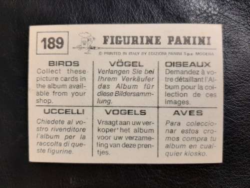 Figurine Panini Birds Sticker #189 (1979)