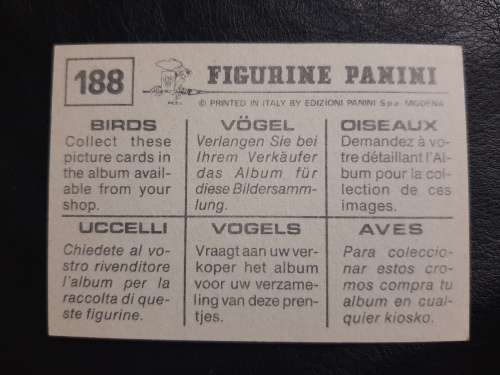 Figurine Panini Birds Sticker #188 (1979)