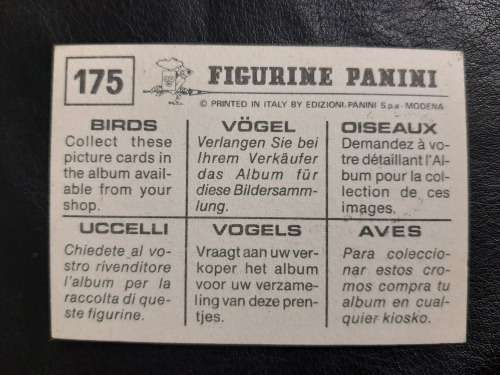 Figurine Panini Birds Sticker #175 (1979)