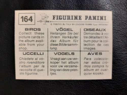 Figurine Panini Birds Sticker #164 (1979)