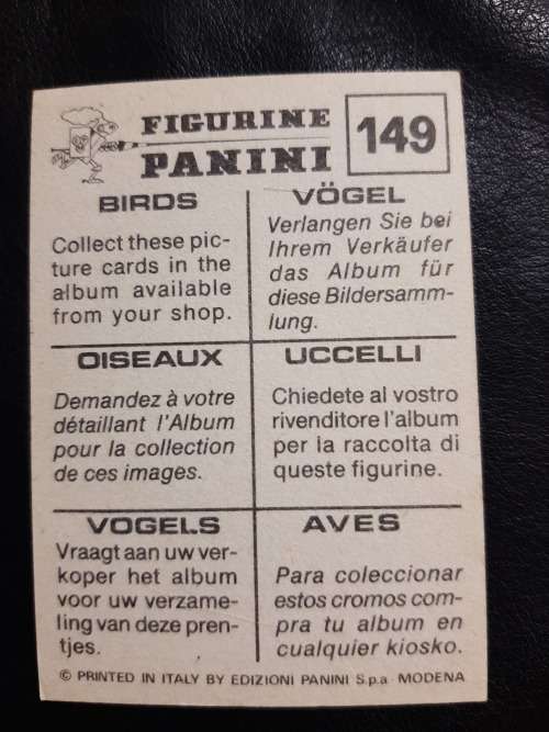 Figurine Panini Birds Sticker #149 (1979)