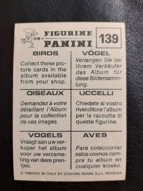 Figurine Panini Birds Sticker #139 (1979)