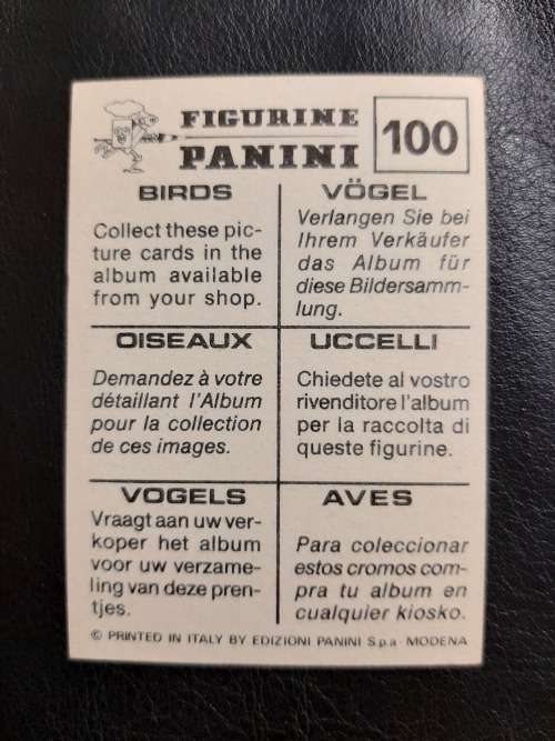 Figurine Panini Birds Sticker #100 (1979)
