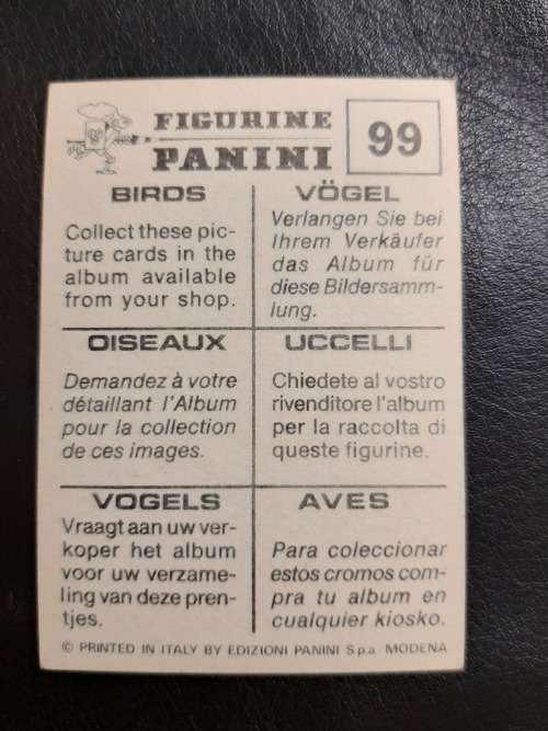 Figurine Panini Birds Sticker #99 (1979)