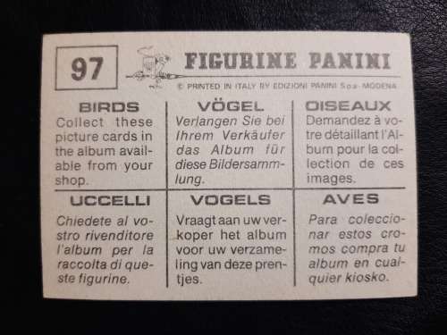 Figurine Panini Birds Sticker #97 (1979)