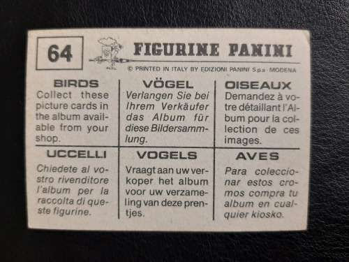 Figurine Panini Birds Sticker #64 (1979)
