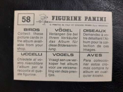 Figurine Panini Birds Sticker #58 (1979)