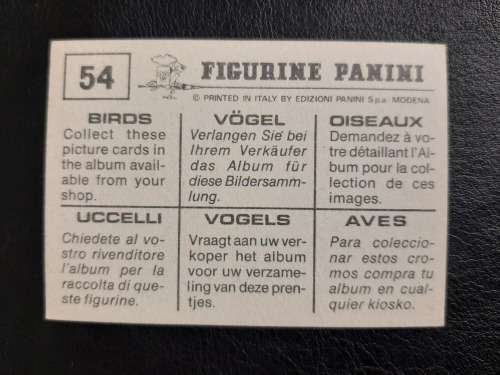 Figurine Panini Birds Sticker #54 (1979)