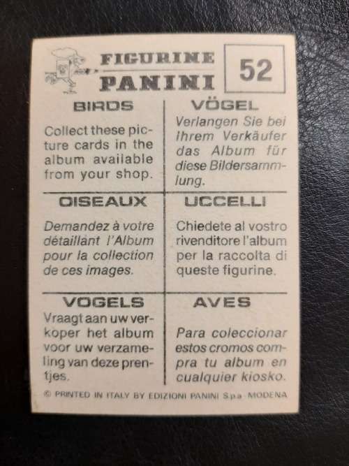 Figurine Panini Birds Sticker #52 (1979)