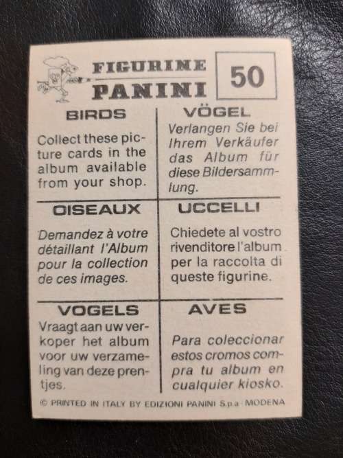 Figurine Panini Birds Sticker #50 (1979)
