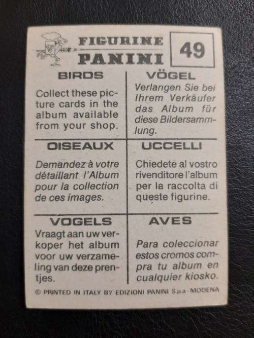 Figurine Panini Birds Sticker #49 (1979)