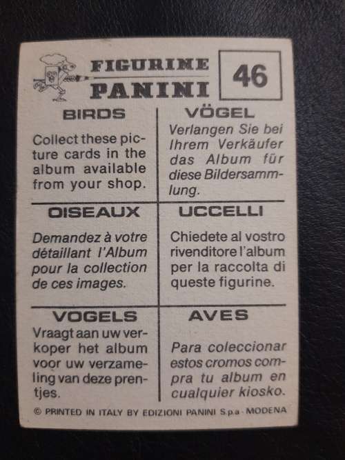 Figurine Panini Birds Sticker #46 (1979)