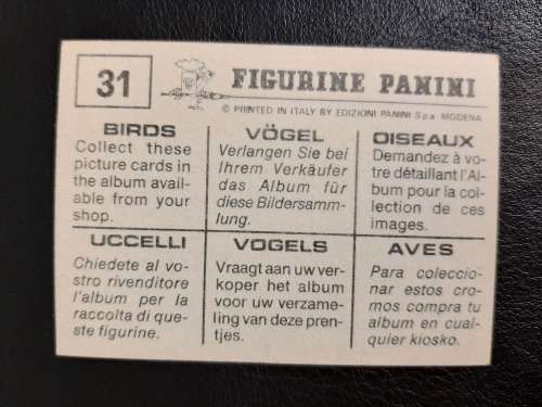 Figurine Panini Birds Sticker #31 (1979)