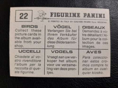 Figurine Panini Birds Sticker #22 (1979)