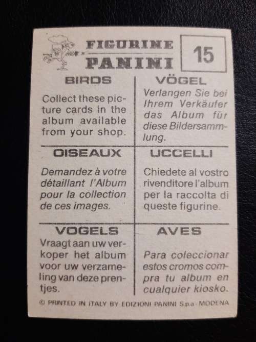 Figurine Panini Birds Sticker #15 (1979)