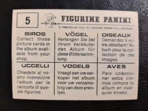 Figurine Panini Birds Sticker #5 (1979)
