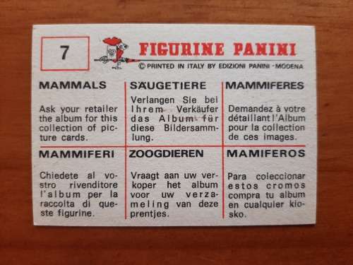 Figurine Panini Mammals Sticker #7 (1978)
