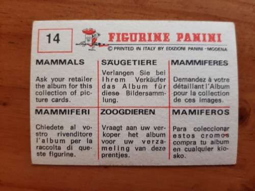 Figurine Panini Mammals Sticker #14 (1978)