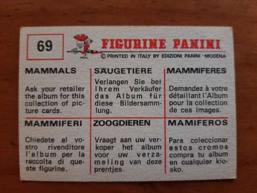 Figurine Panini Mammals Sticker #69 (1978)