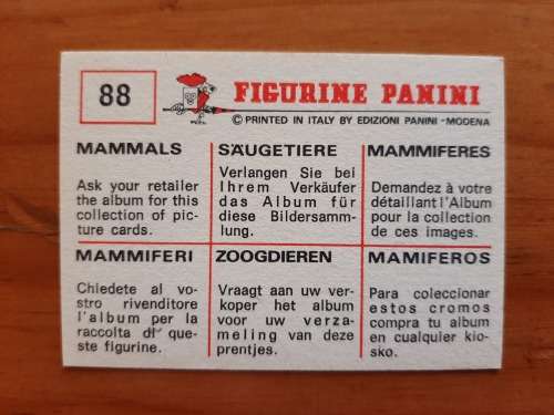 Figurine Panini Mammals Sticker #88 (1978)