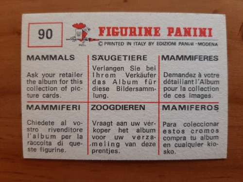 Figurine Panini Mammals Sticker #90 (1978)
